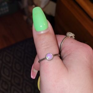 Size 7 pink opal sterling silver ring